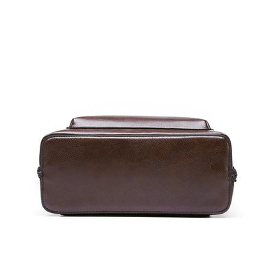 Klassisk Læder Rygsæk med Dobbelt Lynlås – Elegant Design