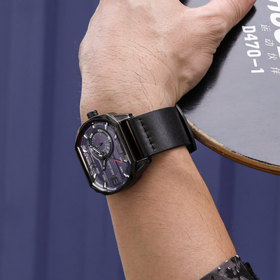 Premium læder sportsur – luksus herre sportsur med analog kvarts og læderrem