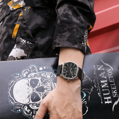 Premium læder sportsur – luksus herre sportsur med analog kvarts og læderrem