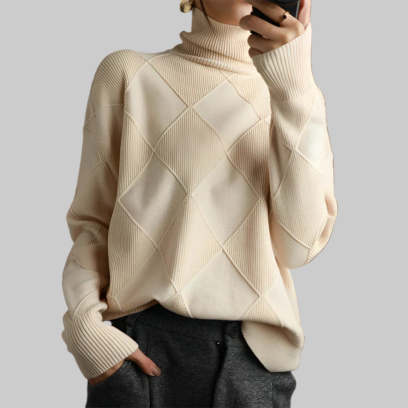 Marcelle | Elegant & Komfortabel Striktrøje med Rullekrave Sweater Dame