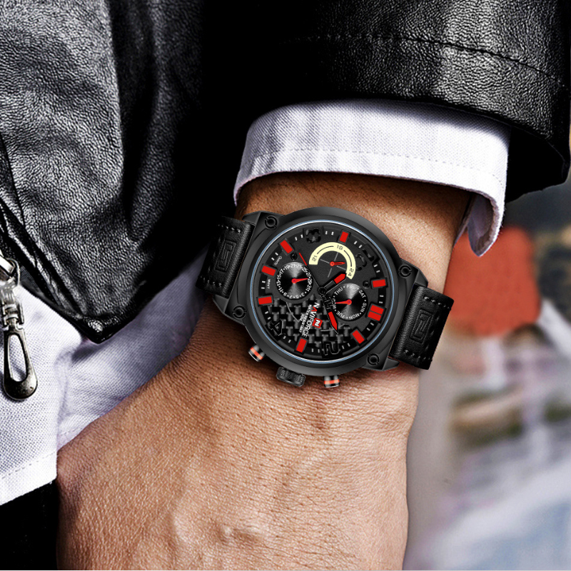 Kvarts dato herreur – klassisk analogt kvarts herreur med læderrem og datovisning