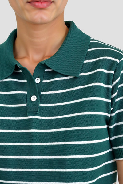 Stribet Mørkegrøn Polo Shirt Dame Top