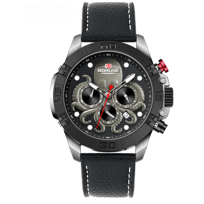 Herre sports quartz ur – robust kvarts herre sportsur med stålrem og analog chronograph look