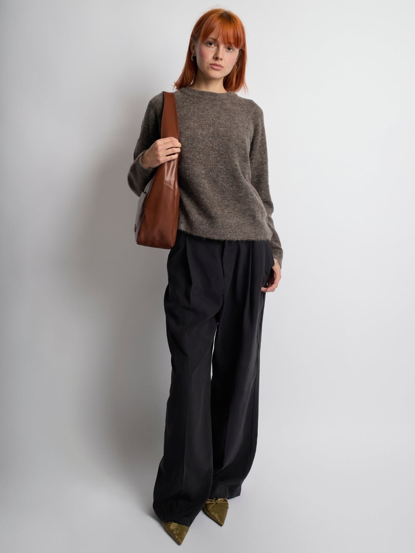 Minimalistisk Vegan Læder Hobo Skuldertaske