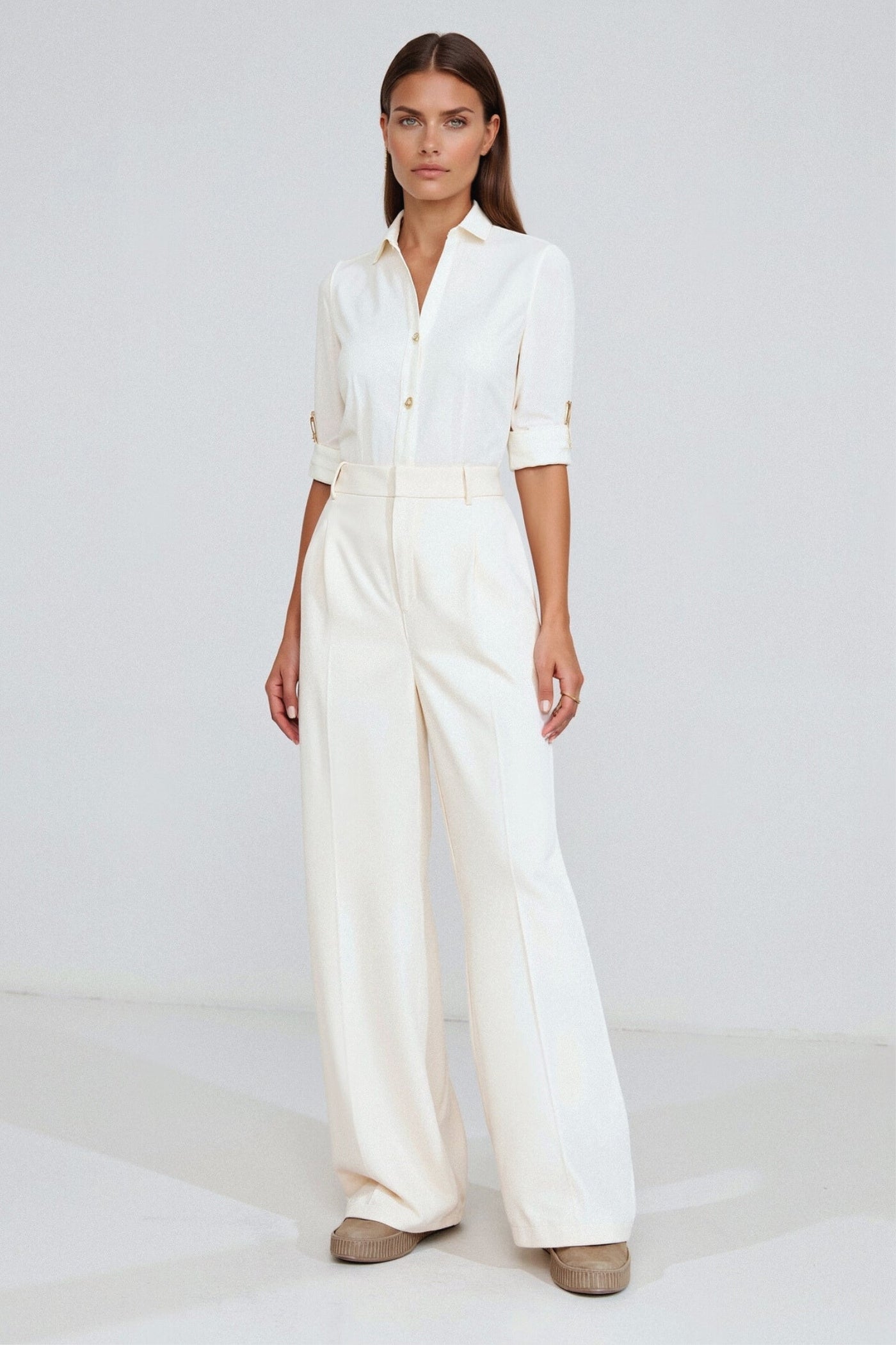 Stilfulde damesbukser med bredt snit og plisseringer Bukser Dame