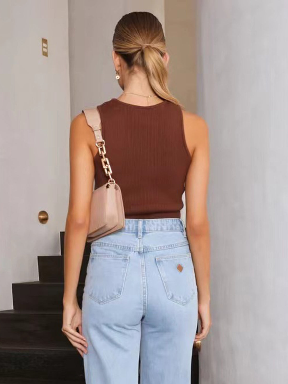 Marie | Tank top Ærmeløs Bodycon Ribbet Top Dame