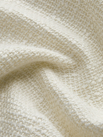 Silke | Elegant Hvid Tweed Blazer med Sorte Satin Bånd Blazer Dame