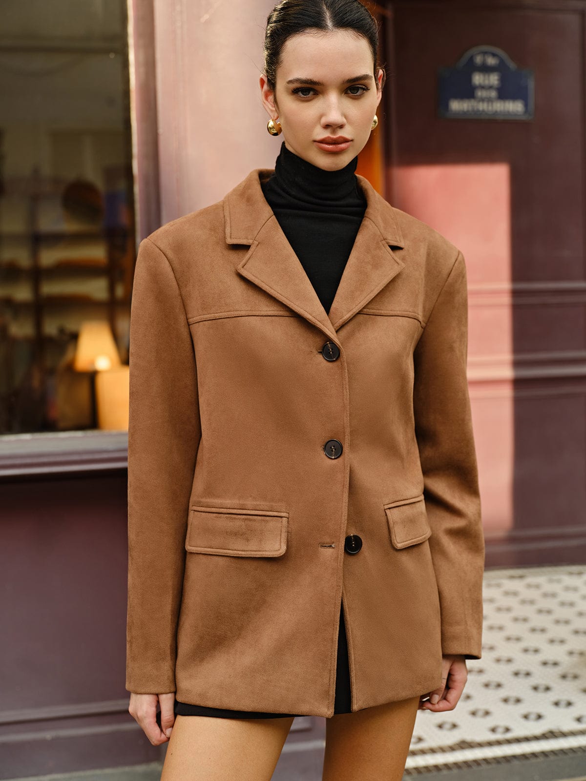 Silke | Casual Brun Suede Blazer Til Dame