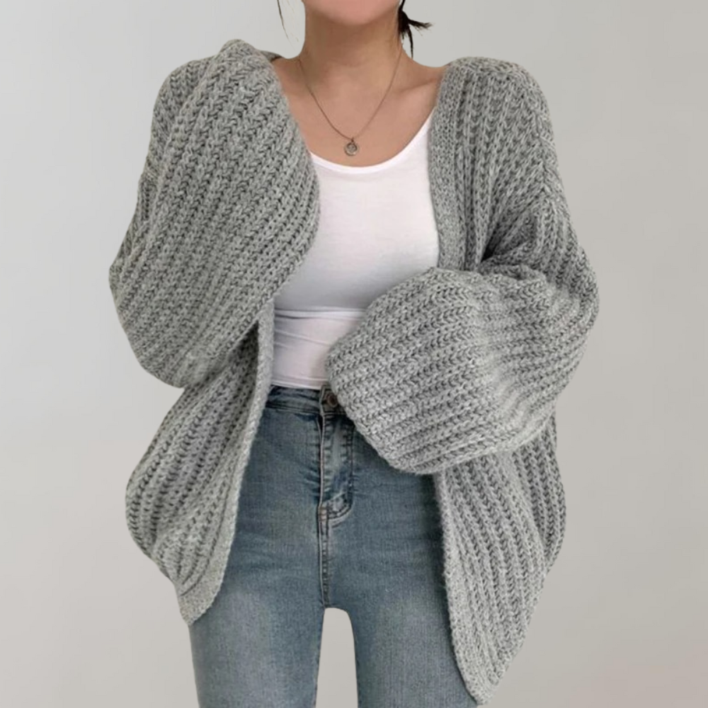 Luna - Casual oversized ribbet cardigan til kvinder