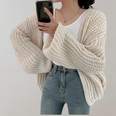Luna - Casual oversized ribbet cardigan til kvinder