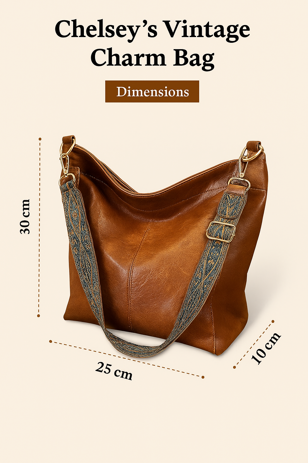 Chelsey Vintage Charme – Vintage Læder Skuldertaske