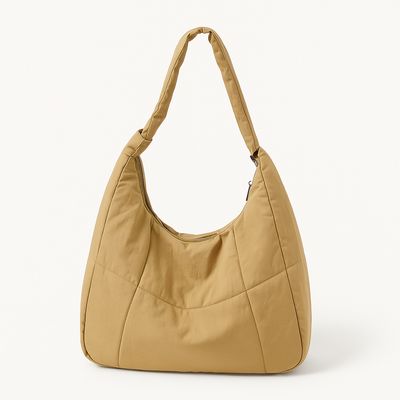 Stor Læder Skuldertaske med Forlommer