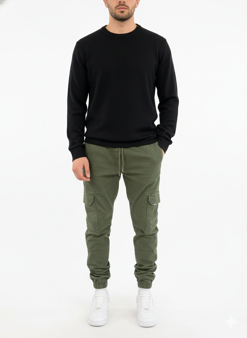 Laurent | Herre Denim Jeans Slim Fit Cargo Joggers Mænd Bukser