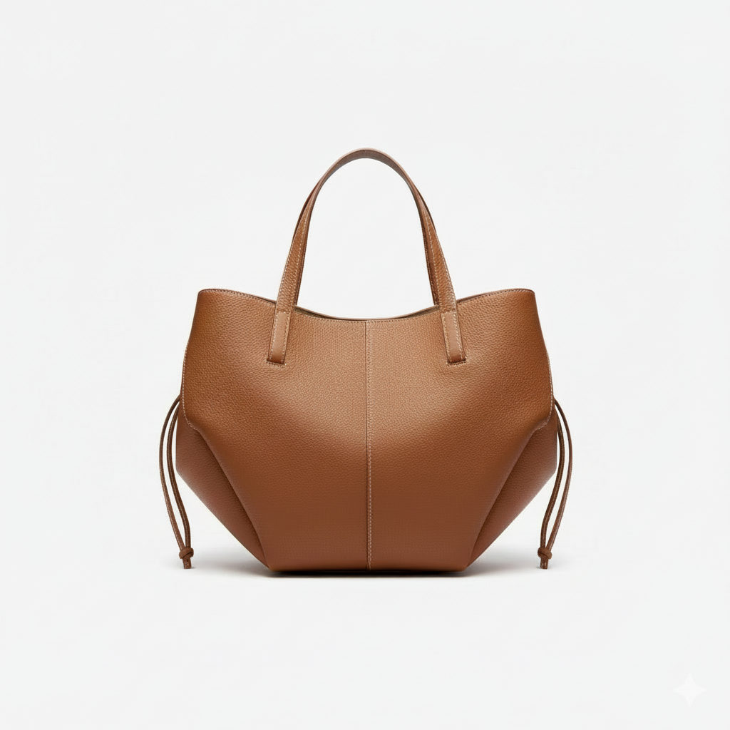 Elegant Læder Tote Taske – Rummelig og Holdbar med Aftagelig Skulderrem