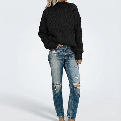 Ella - Striktrøje Sweater Med Krage