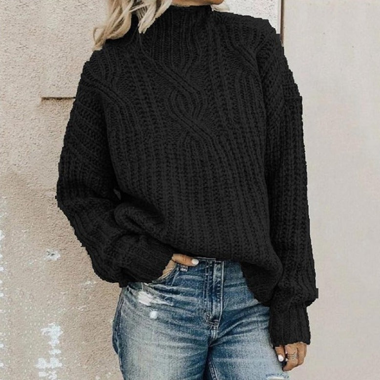 Ella - Striktrøje Sweater Med Krage