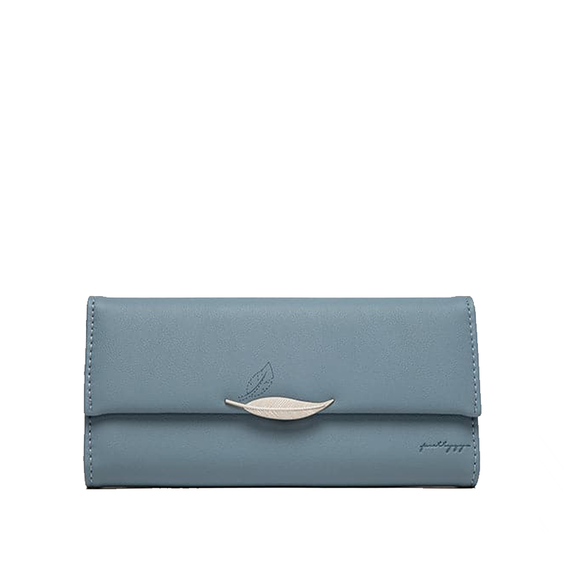 Elegant Trifold Læderpung med Bladdekoration