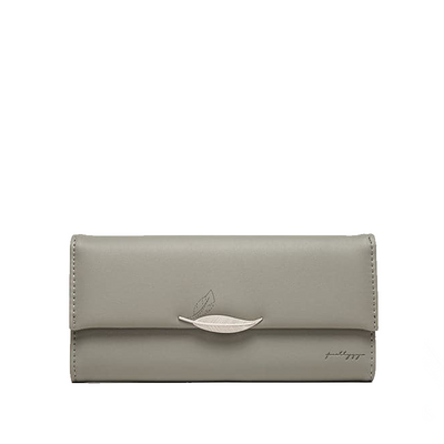 Elegant Trifold Læderpung med Bladdekoration