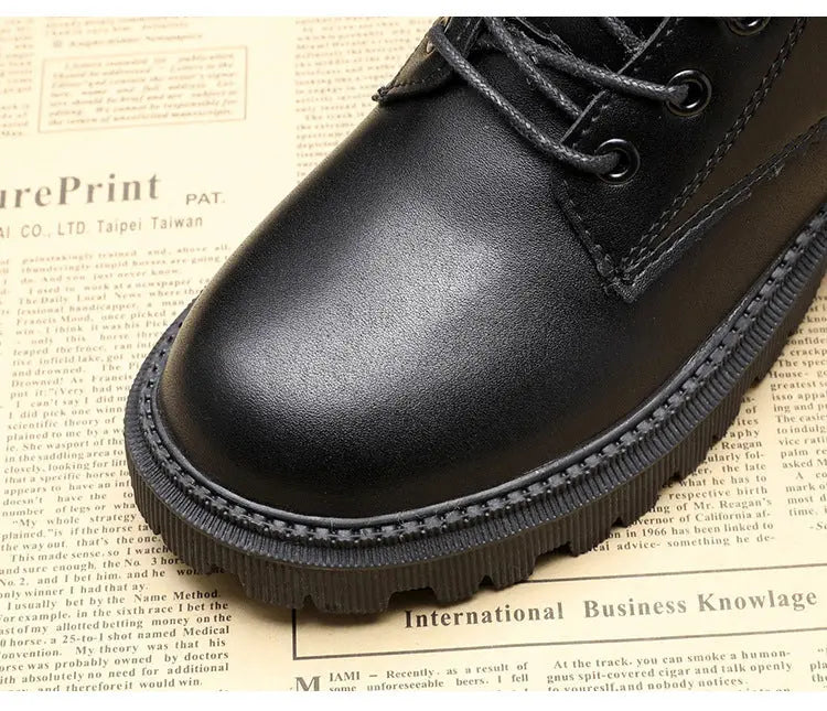 Lia | Læder støvler sort ankelstøvler vinterstøvler støvler med hæl