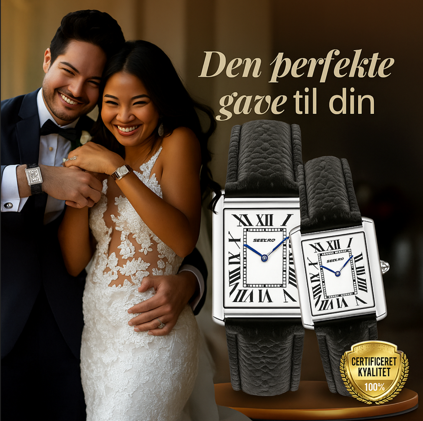 Stilfuldt firkantet par ur – klassisk analogt kvarts herreur & dameur, romantisk parur sæt