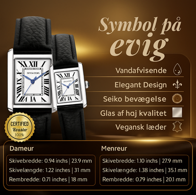 Stilfuldt firkantet par ur – klassisk analogt kvarts herreur & dameur, romantisk parur sæt