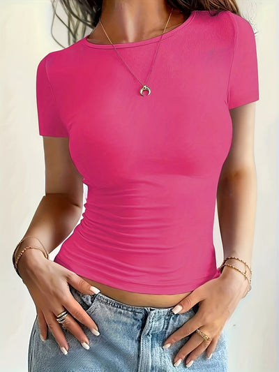 Kyana - Slim Fit Basic T Shirt with Stretch Dame Top