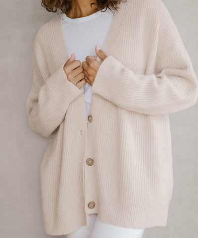 Oversized Cardigan V Hals med Knapper til Kvinder