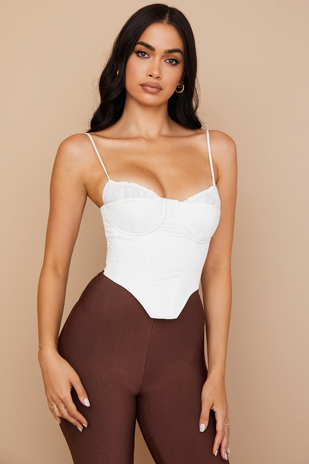 Eliza | Elegant Hvid Bustier Top med Fine Stropper Corset Dame