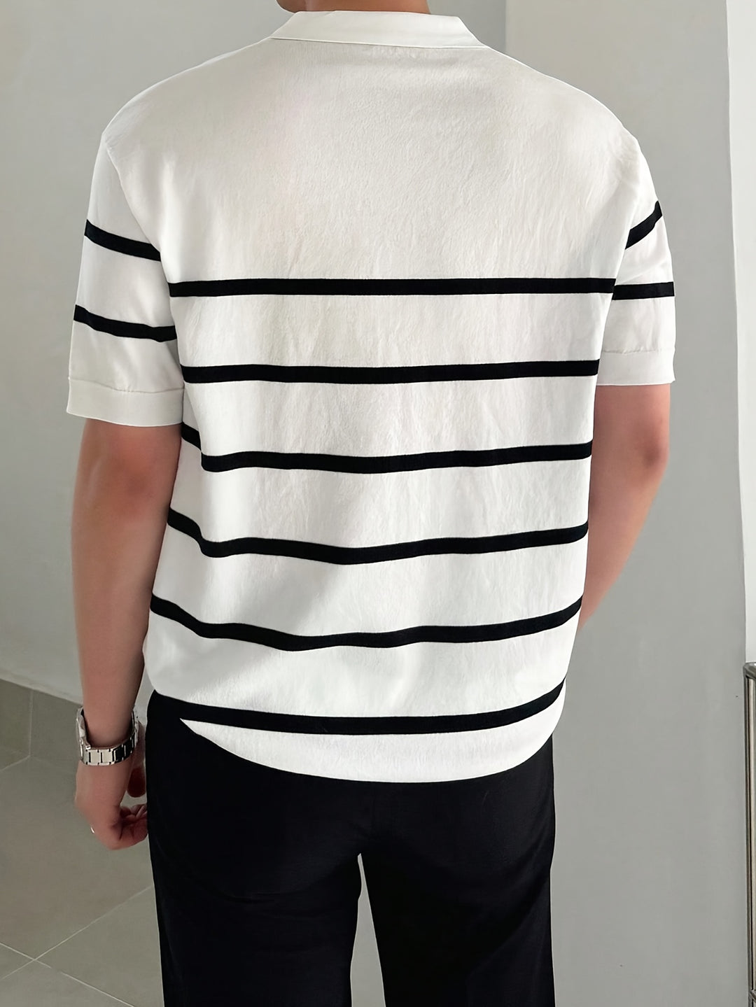 Robert | Klassisk stribet polo til mænd – kortærmet poloshirt i bomuld