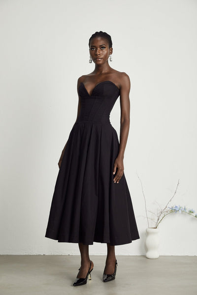 Thora | Brudekjole Stilfuld Off-Shoulder Korset Midi Kjole Dress