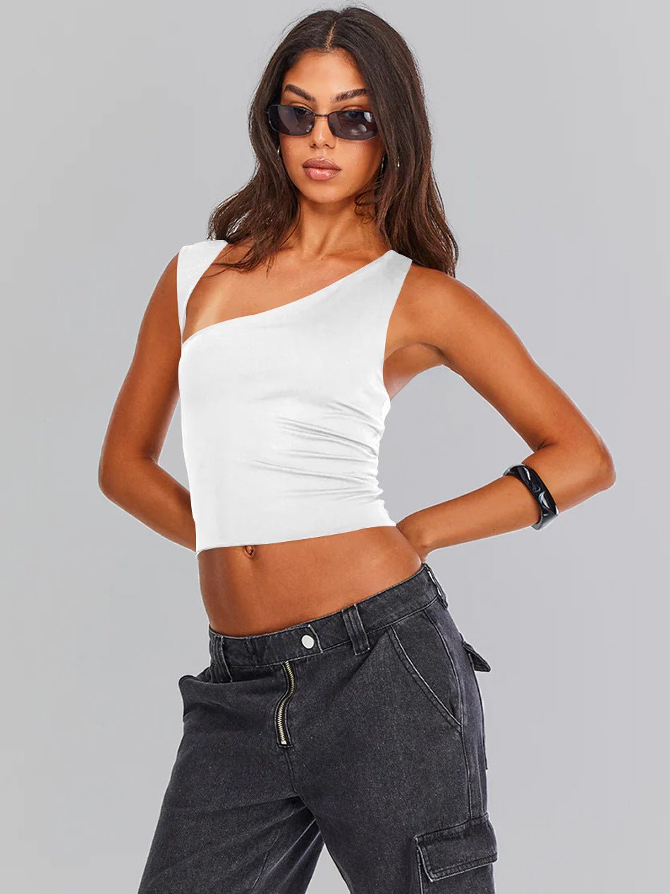 Sybille | Elegant En-Skulder Crop Top til Alle Anledninger Dame